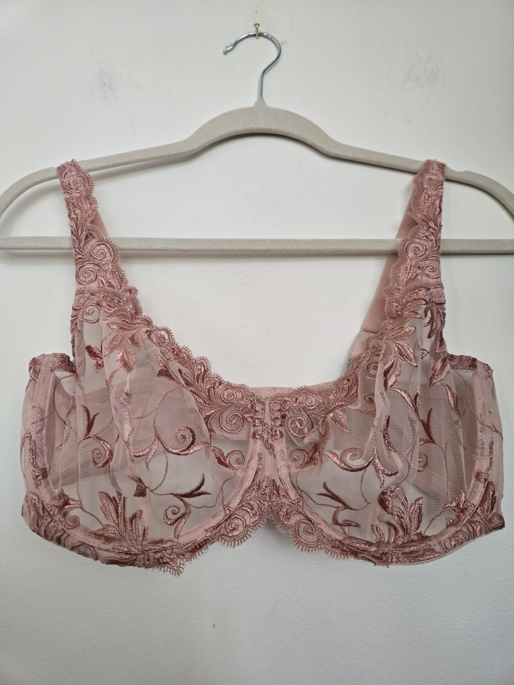 Soma Sheer Embroidered Underwire Bra in Dusty Pink